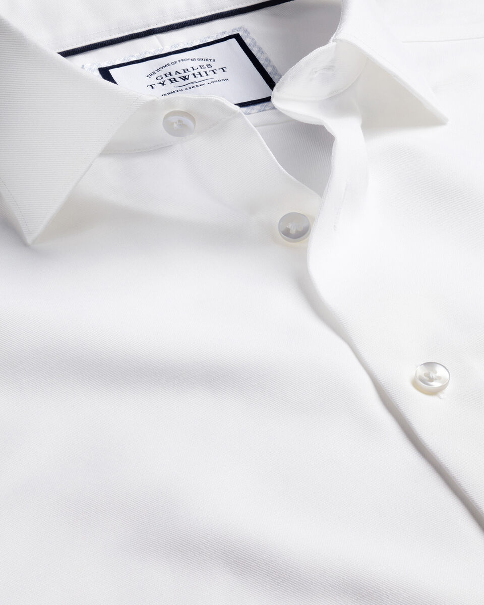 Chemise en lin et coton sans repassage Blanc Charles Tyrwhitt
