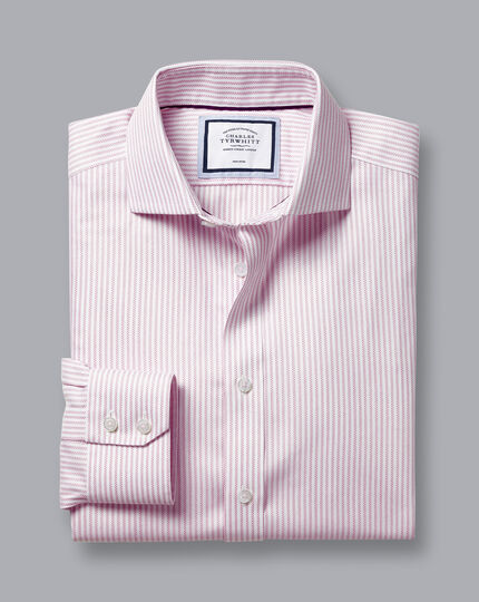 Cutaway Collar Non-Iron Richmond Weave Stripe Shirt - Light Pink