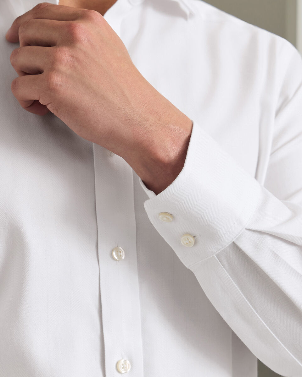 Non-Iron Herringbone Shirt - White