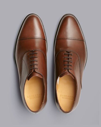 Leather Oxford Shoes - Dark Tan | Charles Tyrwhitt