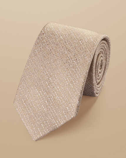 Silk Wool Blend Tie - Taupe