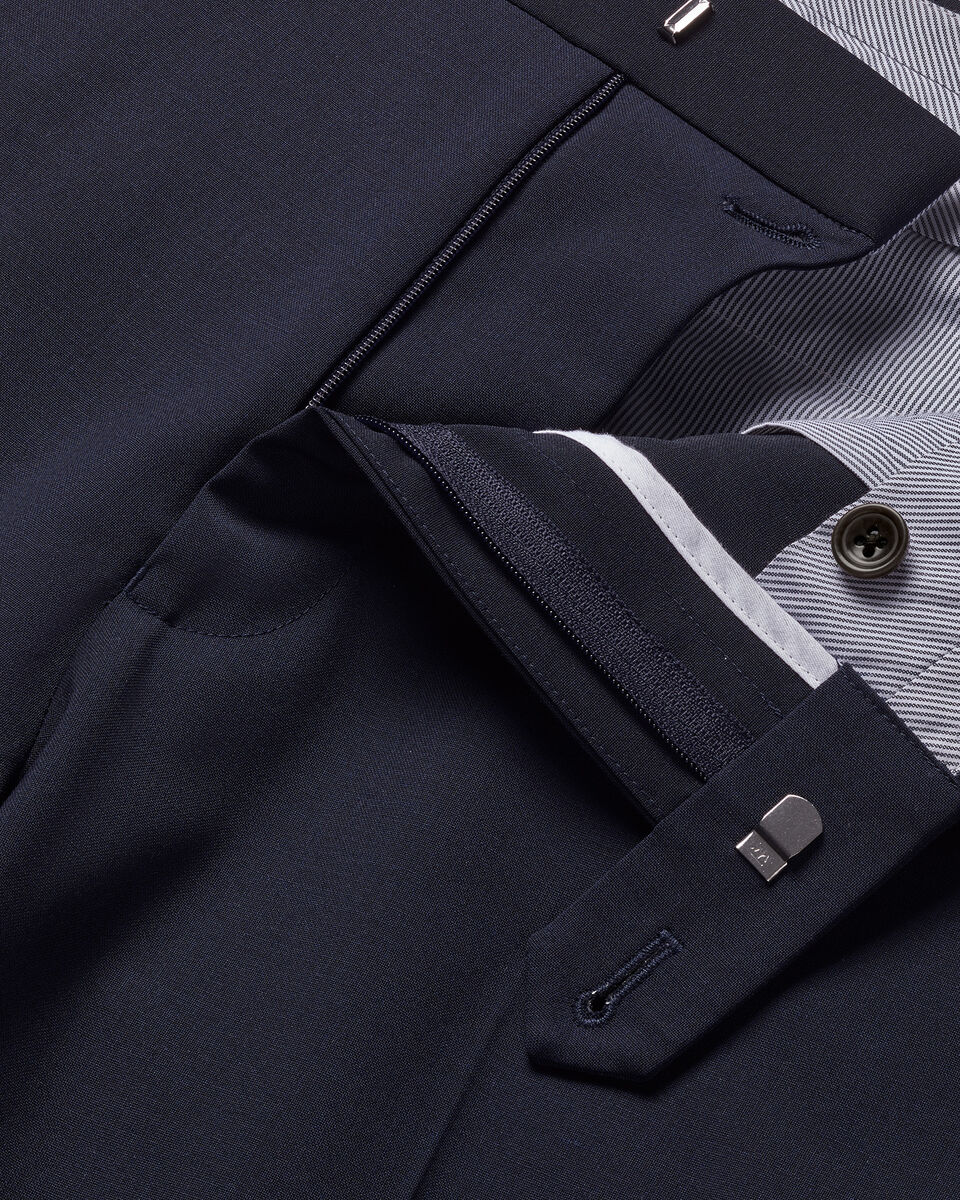 Wool Stretch Trousers - Navy