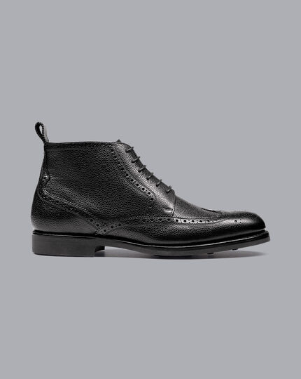 Goodyear Welted Brogue Boot - Black