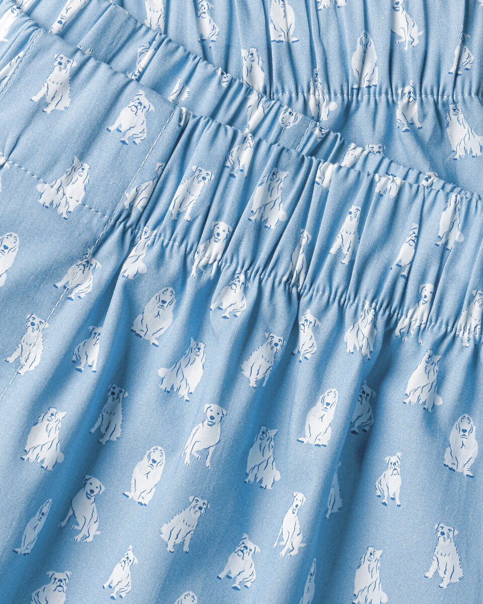 Dog Print Woven Boxers - Light Blue