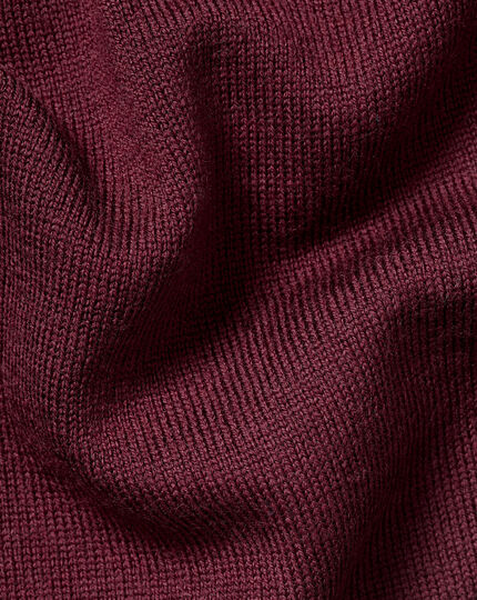 Merino Polo Neck Sweater - Burgundy Red