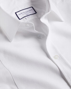 Chemise de soirée en piqué à col classique et plastron  - Blanc