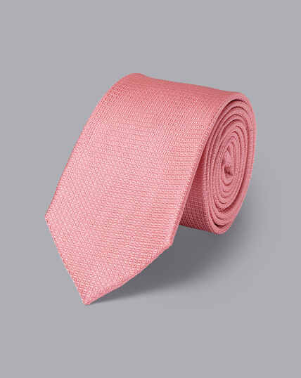 Textured Silk Tie - Coral Pink