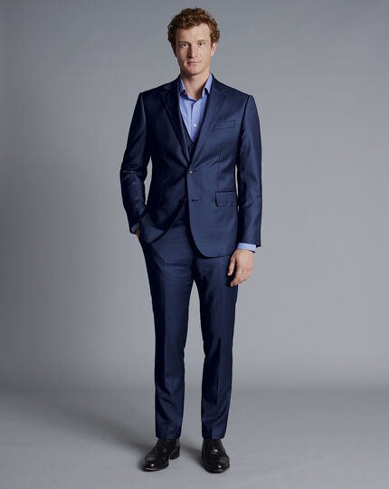 Natural Stretch Twill Suit Waistcoat - Mid Blue