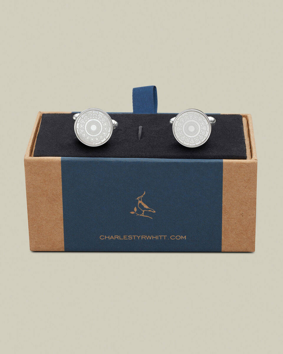 Mother of Pearl Patterned Cufflinks - Silver