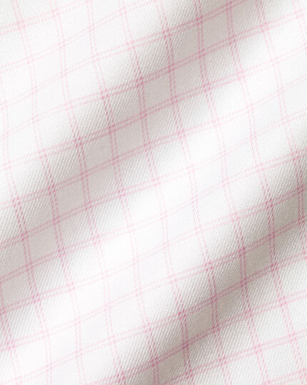 Semi-Spread Collar Egyptian Cotton Twill Twin Check Shirt - Light Pink