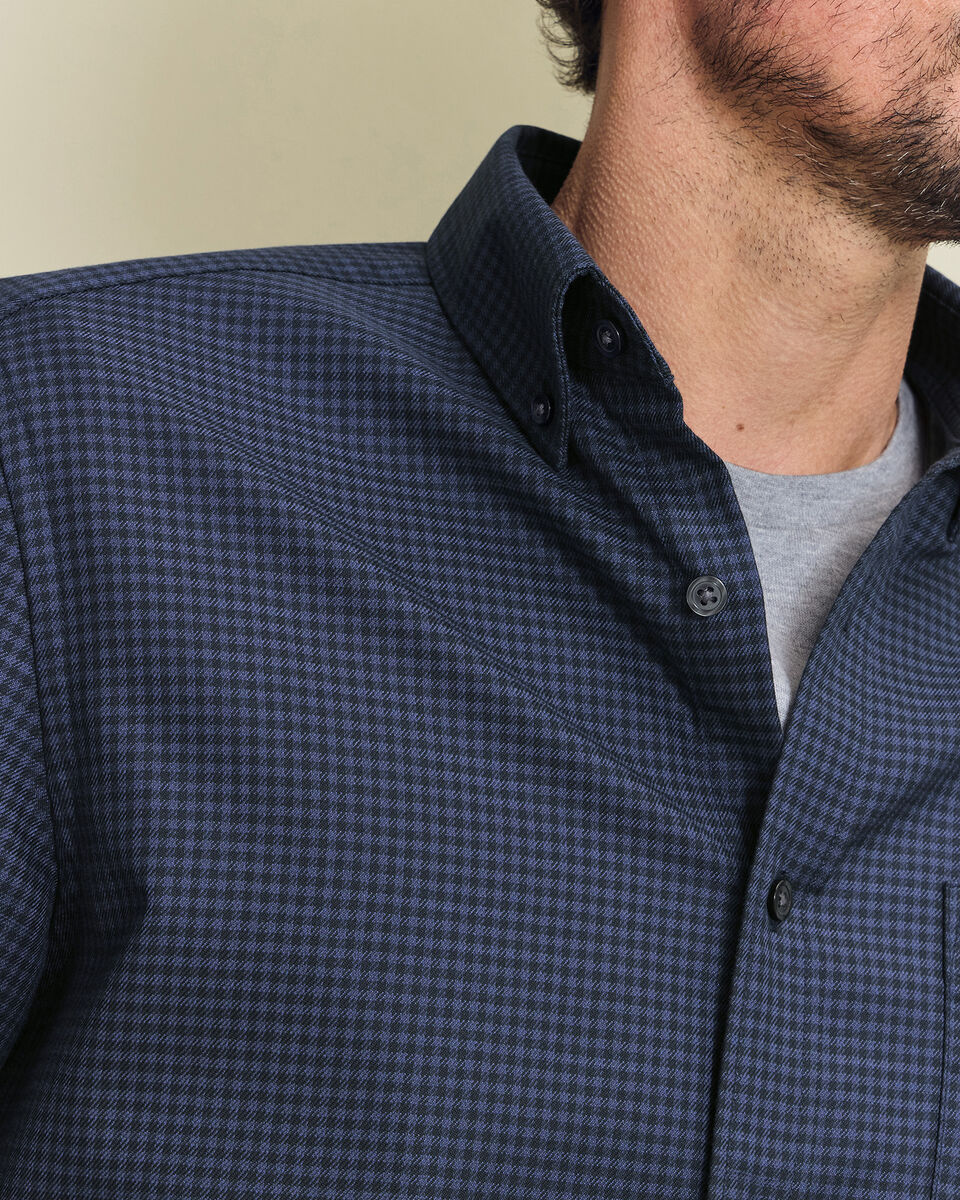 Non-Iron Twill Gingham Shirt - French Blue