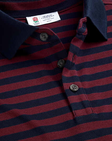 England Rugby Stripe Pique Polo - Navy & Wine