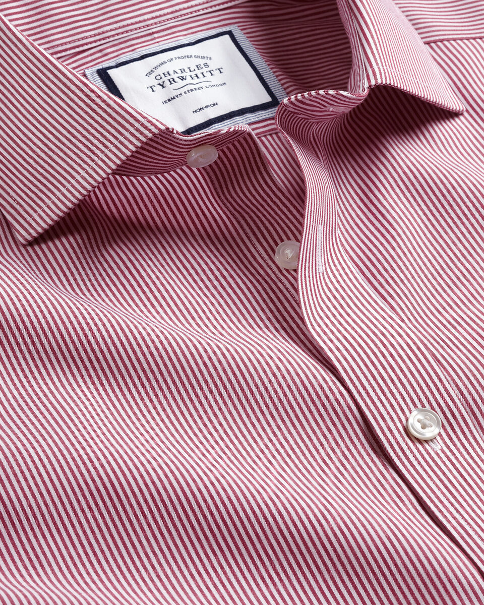 Spread Collar NonIron Bengal Stripe Shirt Red Charles Tyrwhitt