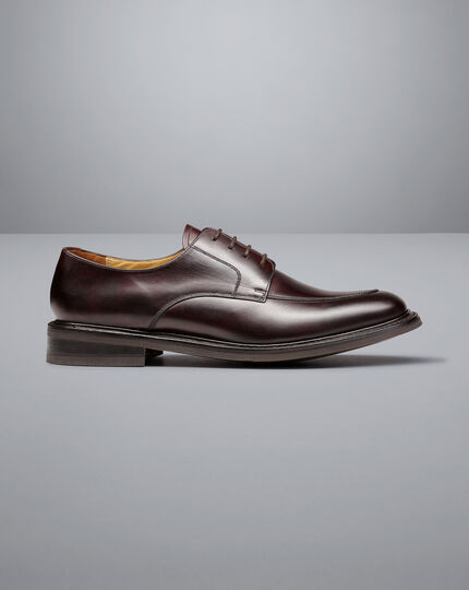 Leather Apron Derby Shoes - Chestnut Brown