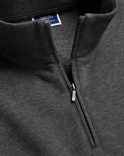 Zip Neck Sweatshirt Sweater - Dark Grey