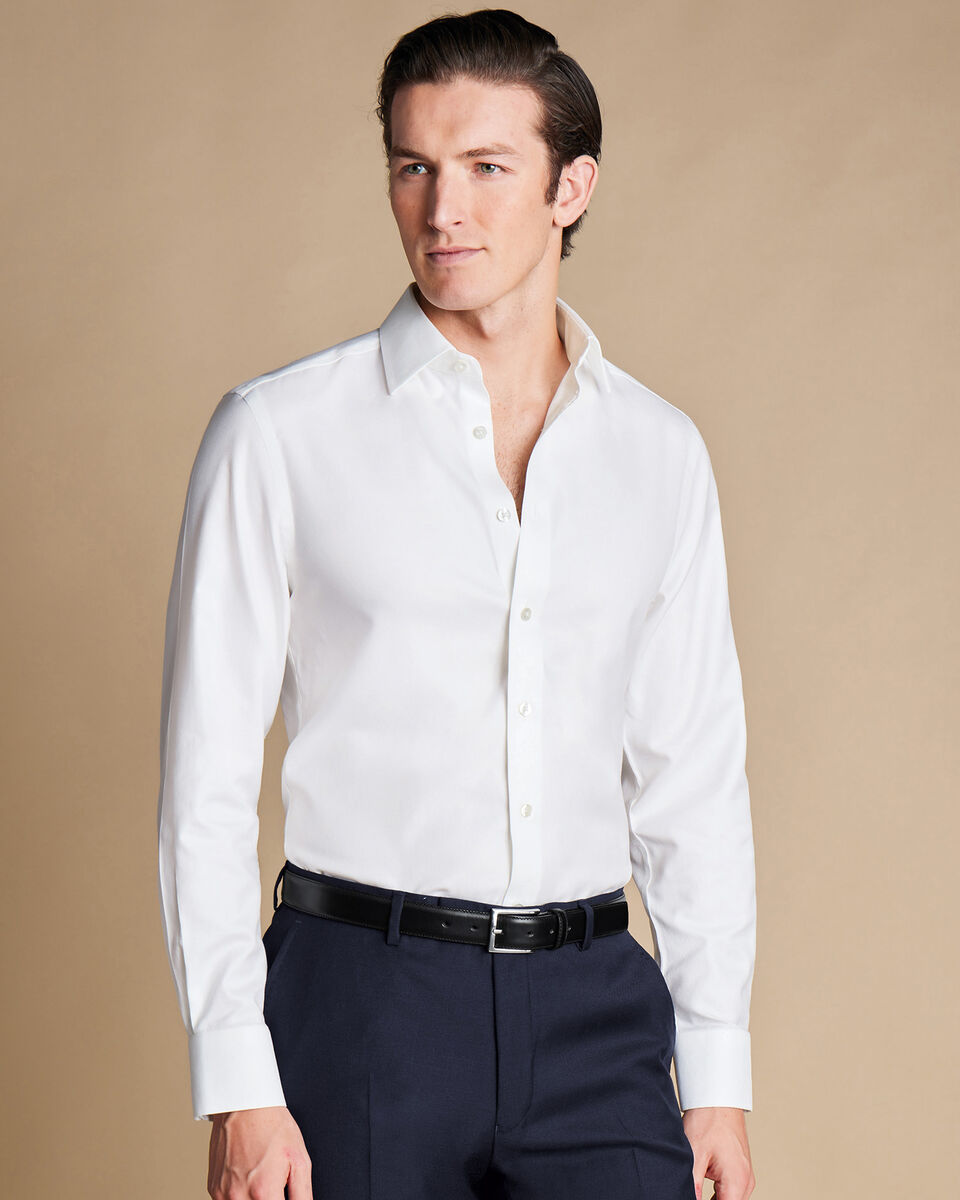 Non-Iron Twill Shirt - White | Charles Tyrwhitt