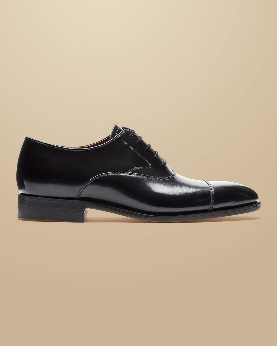 High-Shine Leather Luxury Oxford Shoes - Black