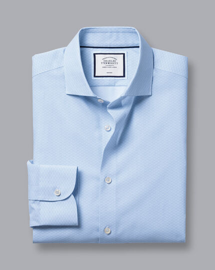 Semi-Cutaway Collar Non-Iron Sun Ray Print Shirt - Cornflower Blue