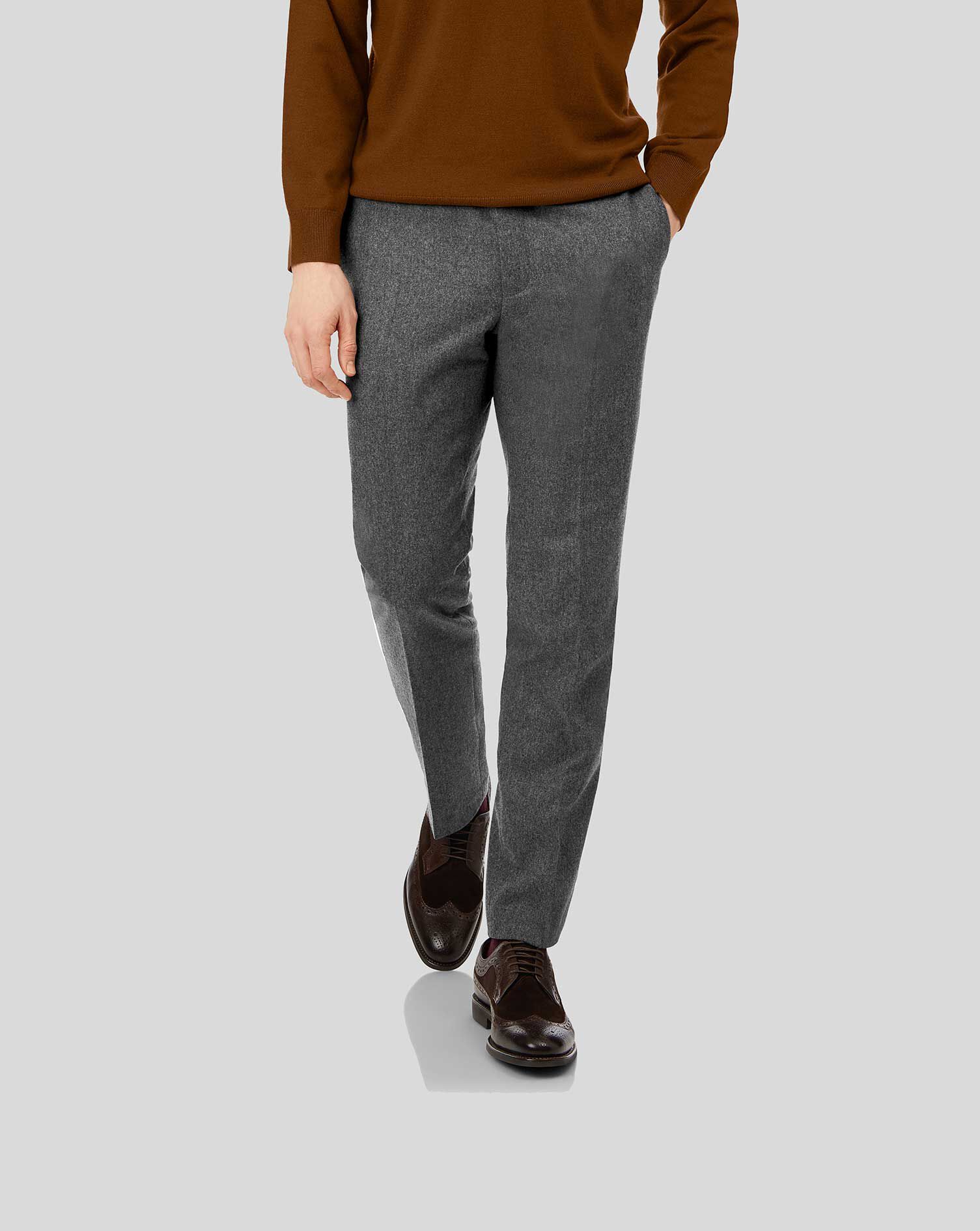 Flannel Pants - Grey | Charles Tyrwhitt