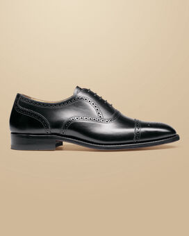 Leather Oxford Brogue Shoes - Black