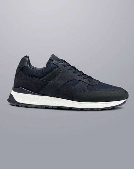 Suede And Textile Sneakers - Navy