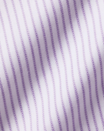Cutaway Collar Non-Iron Twill Stripe Shirt - Mauve Purple