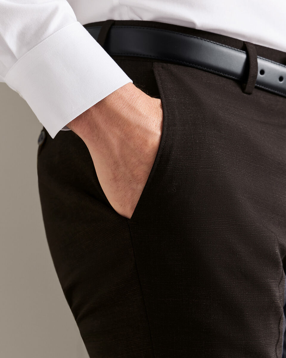 Ultimate Performance Prince of Wales Suit Pants - Chocolate Brown
