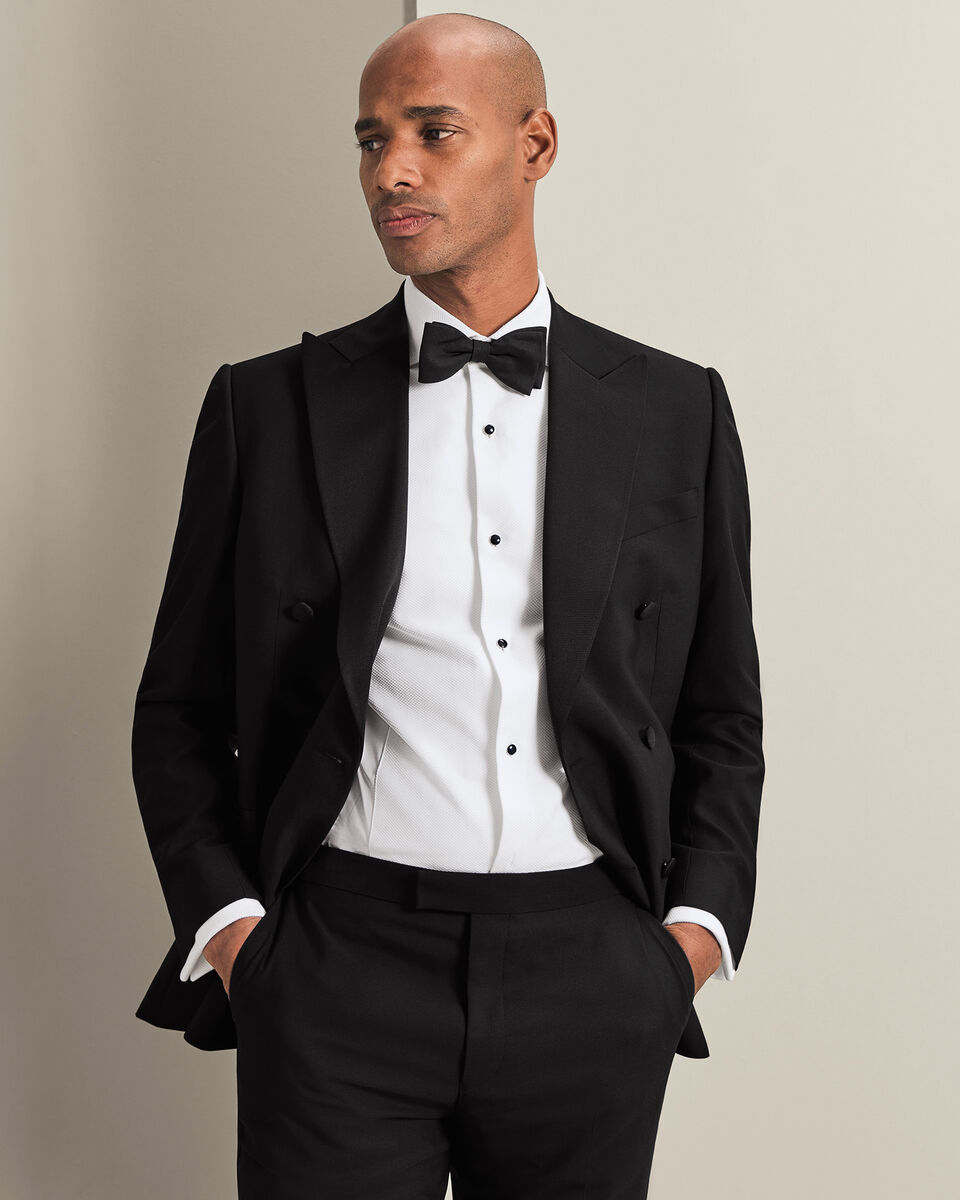 Double Breasted Dinner Suit Jacket  - Black