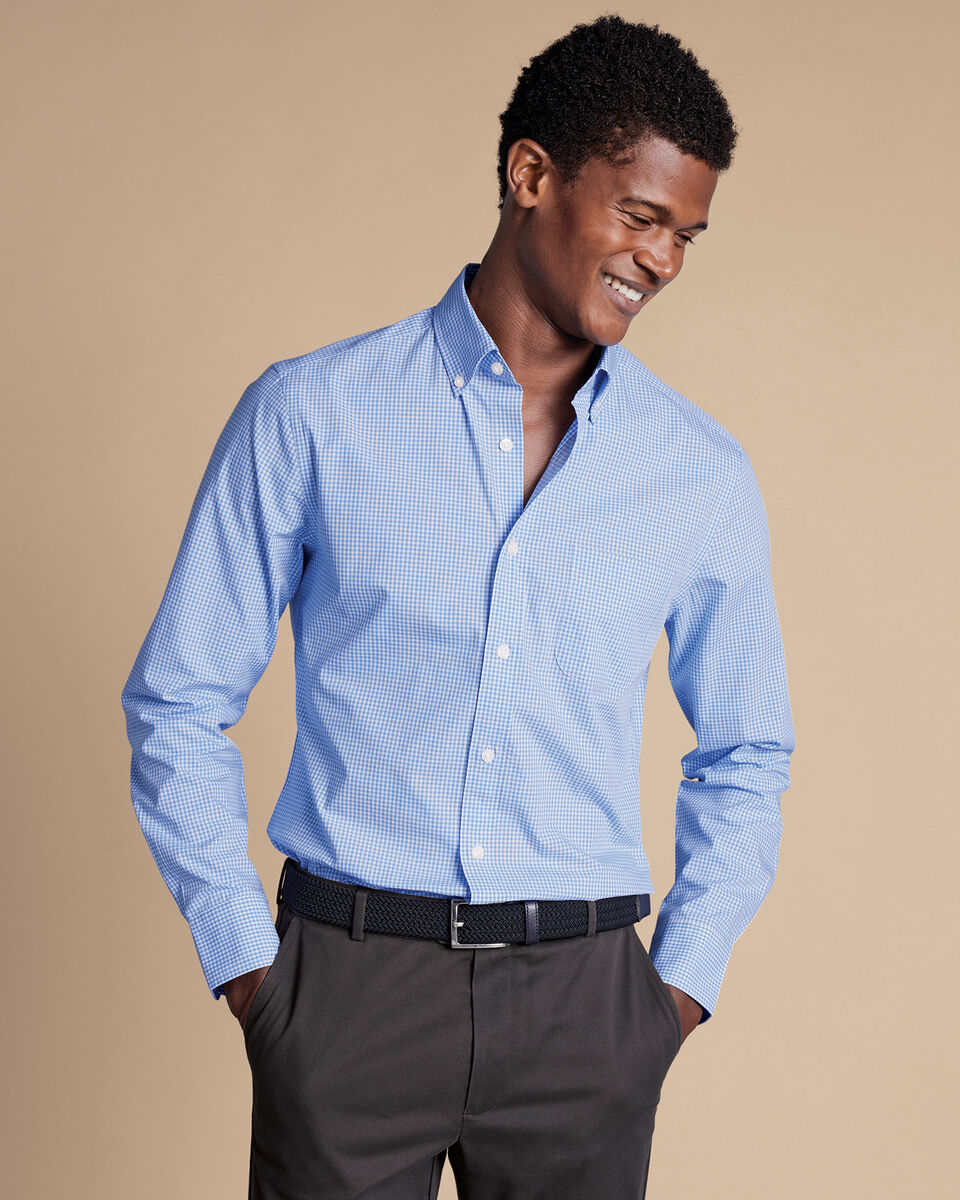 ButtonDown Collar NonIron Stretch Poplin Mini Gingham Check Shirt