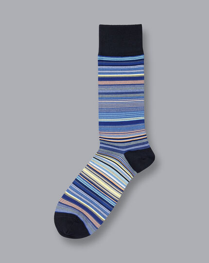 Socken mit bunten Streifen - Kobaltblau