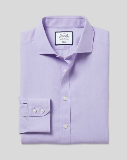 Spread Collar Non-Iron Tyrwhitt Cool Poplin Shirt - Lilac 