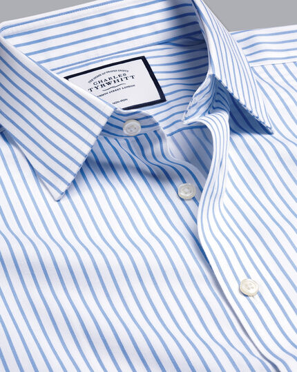 Non-Iron Twill Stripe Shirt - Cornflower Blue | Charles Tyrwhitt