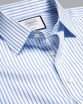 Non-Iron Twill Stripe Shirt - Cornflower Blue