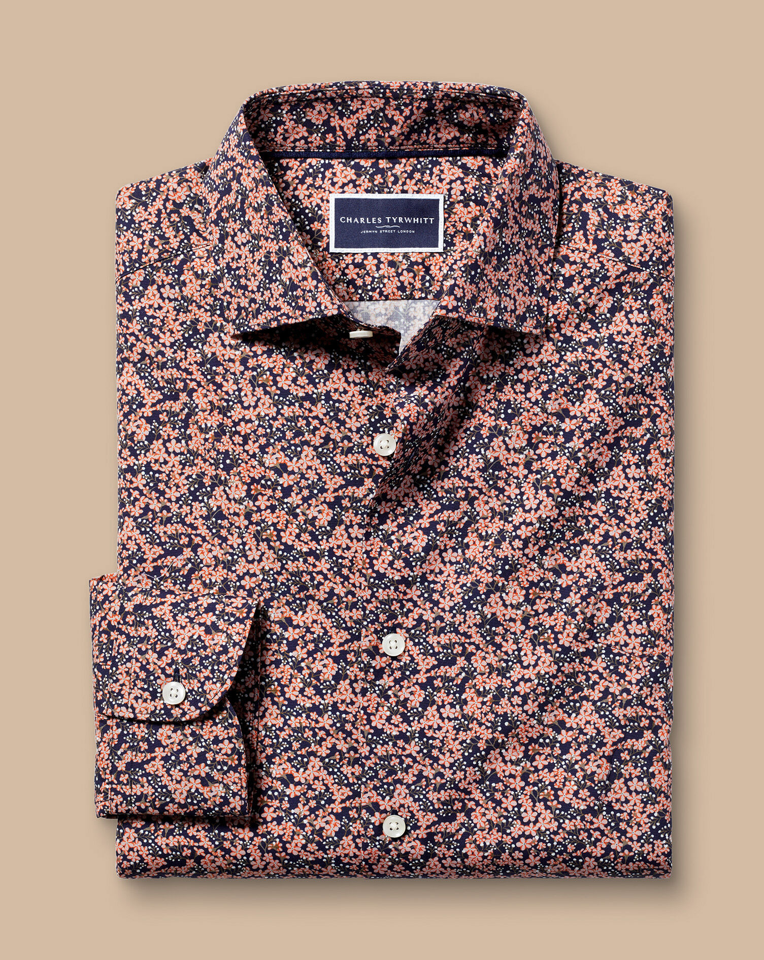 Made With Liberty Fabric Floral Print Semi-Spread Collar Shirt - Pink