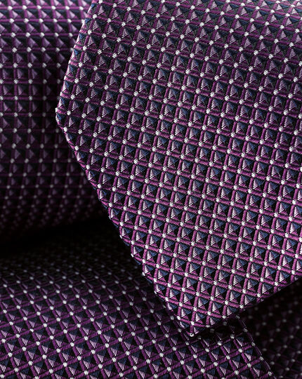 Stain Resistant Pattern Silk Tie - Purple