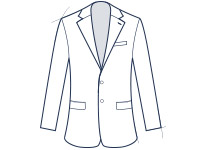 Suit jacket notch lapel slim fit illustration