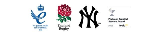The Queen's Awards for Enterprise 2016, England Rugby, New York Jets American Football Club and Feefo Platinum Trusted Service Award 