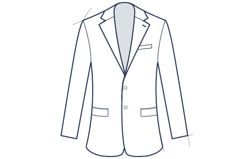 Suit jacket notch lapel slim fit illustration