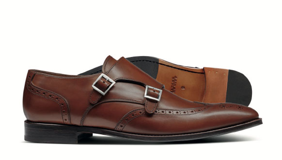 Budapester-Schuhe mit Doppelschnalle in Kastanienbraun