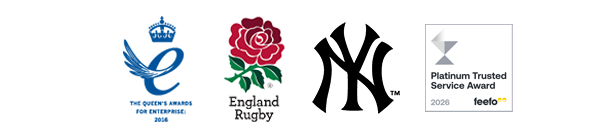 The Queen's Awards for Enterprise 2016, England Rugby, New York Jets American Football Club and Feefo Platinum Trusted Service Award 