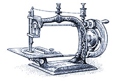 Traditional sewing machine illustration