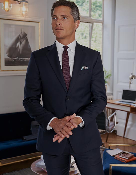 Navy single breasted business suit jacket
