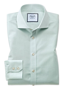 Green micro check shirt