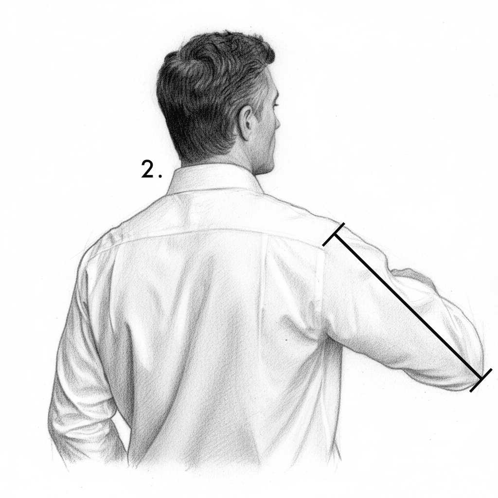 How to measure sleeve length - step 2