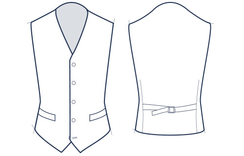 5 button waistcoat illustration
