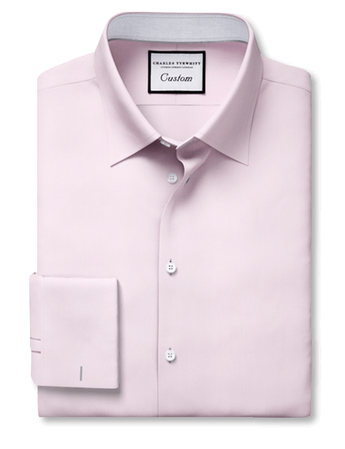 White non-iron twill with floral inner collar detail