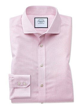 Pink micro check shirt