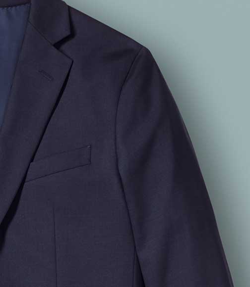 suit detail: soft shoulder construction