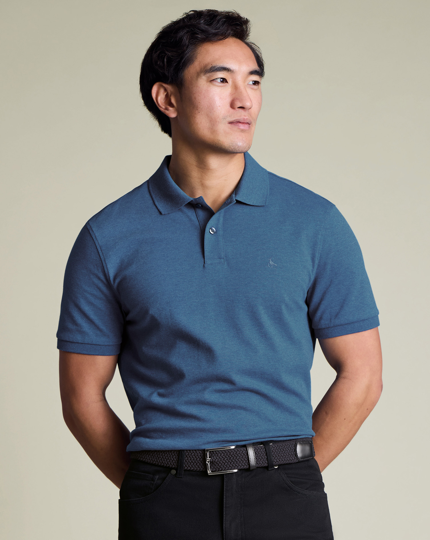 Men's Charles Tyrwhitt Pique Polo Shirt - Indigo Blue Size XS Cotton