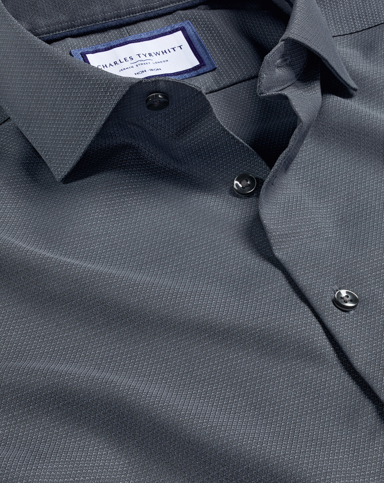 Charles Tyrwhitt Men's  Non-iron Diamond Stretch Texture Dress Shirt In Grey